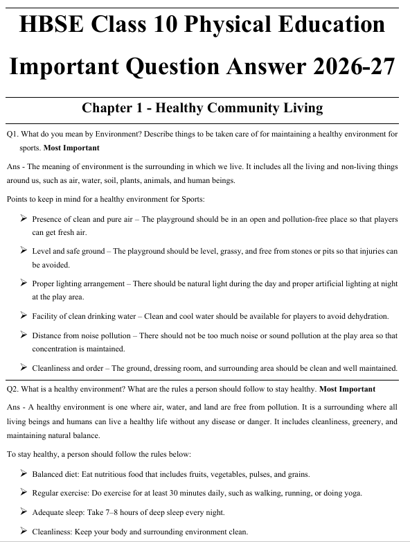 HBSE Class 10 Physical Education Exam Coach 2026-27 (English Medium) - Image 3